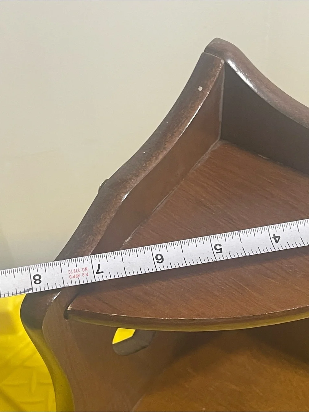 Vintage Wooden Corner Wall Shelf with Heart Cutouts - Brown